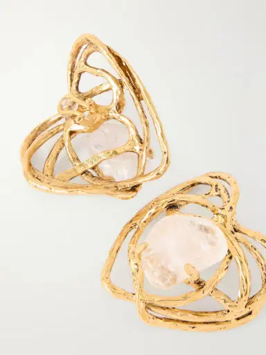 Saint Laurent Bo Coeur Gold-tone Quartz Earrings | Thumbnail 3 Saint Laurent Bo Coeur Gold-tone Quartz Earrings | Thumbnail 3
