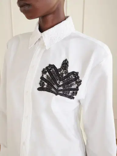Erdem Embellished Lace-trimmed Organic Cotton-poplin Shirt | Thumbnail 6 Erdem Embellished Lace-trimmed Organic Cotton-poplin Shirt | Thumbnail 6