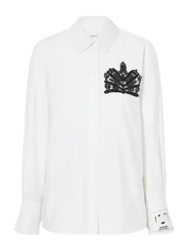Erdem Embellished Lace-trimmed Organic Cotton-poplin Shirt | Thumbnail 1 Erdem Embellished Lace-trimmed Organic Cotton-poplin Shirt | Thumbnail 1