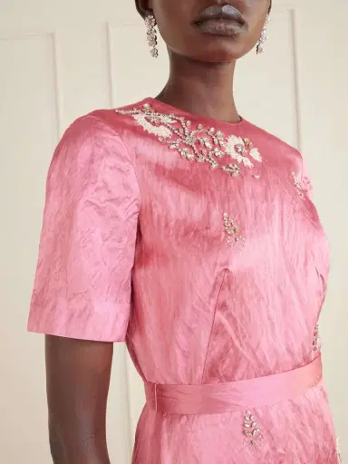 Erdem Embellished Crinkled-satin Midi Dress | Thumbnail 4 Erdem Embellished Crinkled-satin Midi Dress | Thumbnail 4