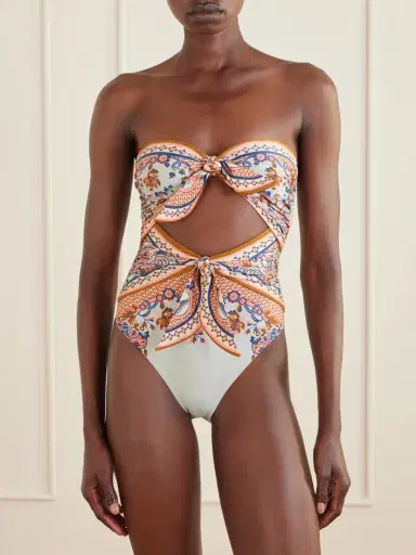 Zimmermann Aster Strapless Knot-detailed Cut-out Printed Swimsuit | Thumbnail 2 Zimmermann Aster Strapless Knot-detailed Cut-out Printed Swimsuit | Thumbnail 2