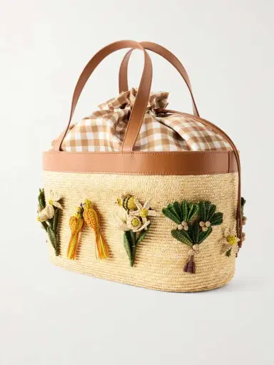 Aquazzura Birdsong Appliquéd Leather-trimmed Raffia Tote | Thumbnail 4 Aquazzura Birdsong Appliquéd Leather-trimmed Raffia Tote | Thumbnail 4