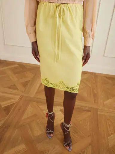 Saint Laurent Lace-trimmed Poplin Midi Skirt | Thumbnail 5 Saint Laurent Lace-trimmed Poplin Midi Skirt | Thumbnail 5