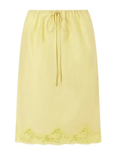 Saint Laurent Lace-trimmed Poplin Midi Skirt | Thumbnail 1 Saint Laurent Lace-trimmed Poplin Midi Skirt | Thumbnail 1