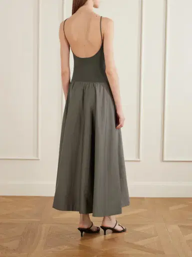 St. Agni Ribbed Jersey And Cotton-blend Poplin Midi Dress | Thumbnail 3 St. Agni Ribbed Jersey And Cotton-blend Poplin Midi Dress | Thumbnail 3