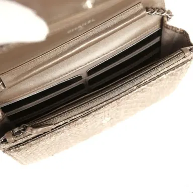 Chanel Chanel Wallet On Chain WOC Silver and Brown Aged Python Antique Silver Hardware | Thumbnail 9 Chanel Chanel Wallet On Chain WOC Silver and Brown Aged Python Antique Silver Hardware | Thumbnail 9