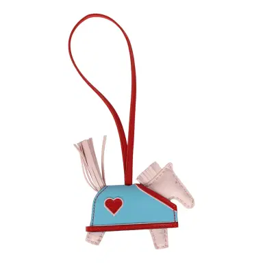 HERMÈS Hermes Rodeo Robeo Coeur Charm PM Rose Darling, Bleu Celeste & Rouge Radieux Milo Lambskin | Thumbnail 2 HERMÈS Hermes Rodeo Robeo Coeur Charm PM Rose Darling, Bleu Celeste & Rouge Radieux Milo Lambskin | Thumbnail 2