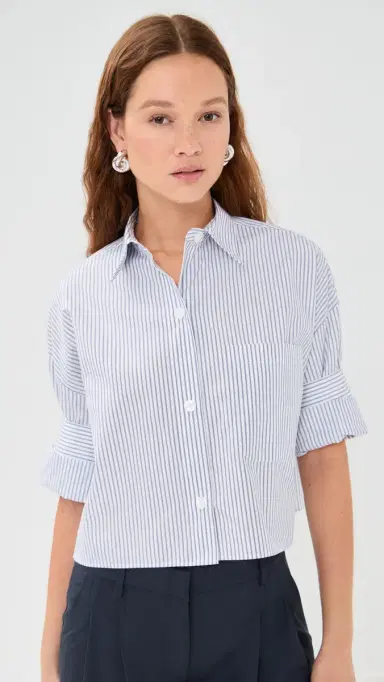 TWP Next Ex Button Down Shirt White/Midnight | Thumbnail 2 TWP Next Ex Button Down Shirt White/Midnight | Thumbnail 2