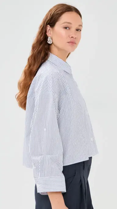 TWP Next Ex Button Down Shirt White/Midnight | Thumbnail 4 TWP Next Ex Button Down Shirt White/Midnight | Thumbnail 4