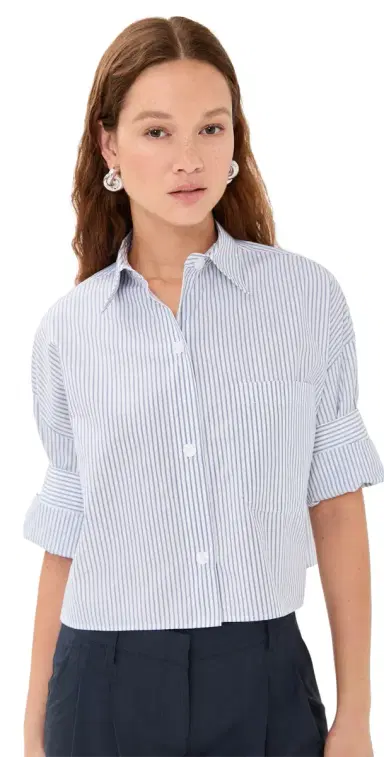 TWP Next Ex Button Down Shirt White/Midnight | Thumbnail 1 TWP Next Ex Button Down Shirt White/Midnight | Thumbnail 1
