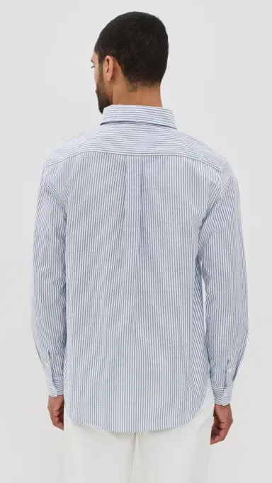 Knickerbocker Beefy Cotton Oxford Shirt Navy tripe | Thumbnail 3 Knickerbocker Beefy Cotton Oxford Shirt Navy tripe | Thumbnail 3