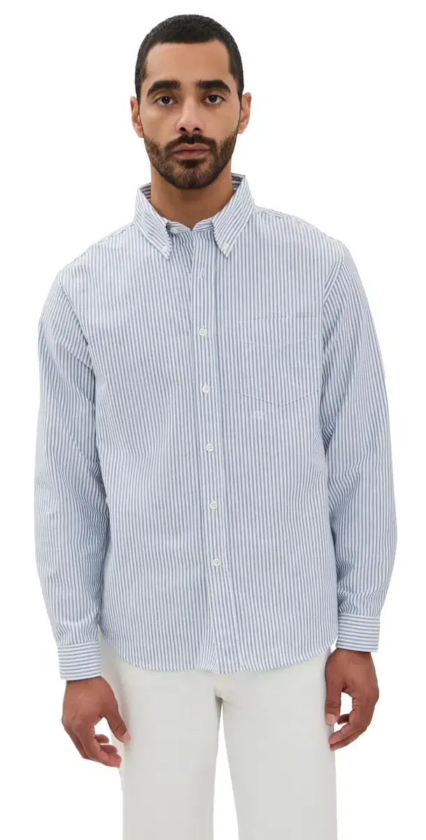Beefy Cotton Oxford Shirt Navy tripe Beefy Cotton Oxford Shirt Navy tripe