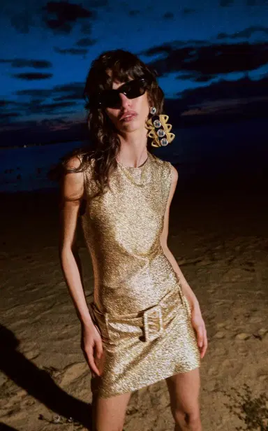 FRANÇOISE Exclusive La Isla Clover Metallic Jersey Mini Dress | Thumbnail 2 FRANÇOISE Exclusive La Isla Clover Metallic Jersey Mini Dress | Thumbnail 2