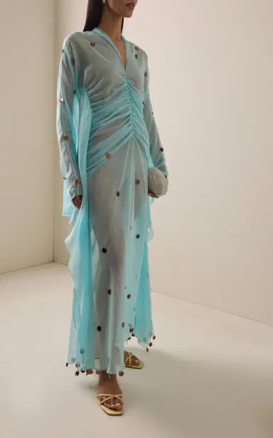SIEDRÉS Exclusive La Isla Ruched Sequined Chiffon Maxi Dress | Thumbnail 4 SIEDRÉS Exclusive La Isla Ruched Sequined Chiffon Maxi Dress | Thumbnail 4