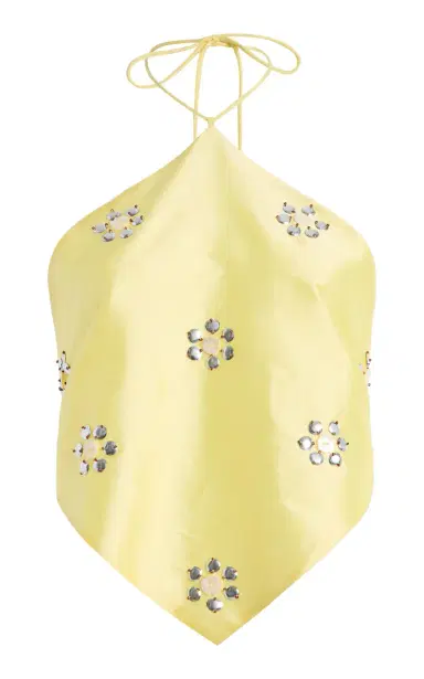 CHAN LUU Exclusive La Isla Embellished Taffeta Triangle Halter Top | Thumbnail 3 CHAN LUU Exclusive La Isla Embellished Taffeta Triangle Halter Top | Thumbnail 3