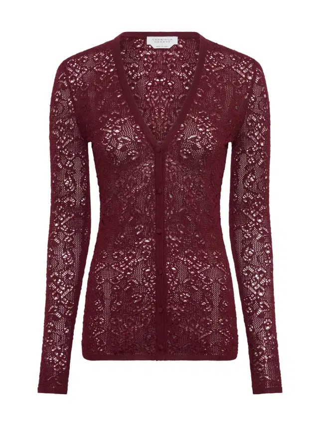 Ultraris Merino Wool Lace Knit Cardigan Ultraris Merino Wool Lace Knit Cardigan