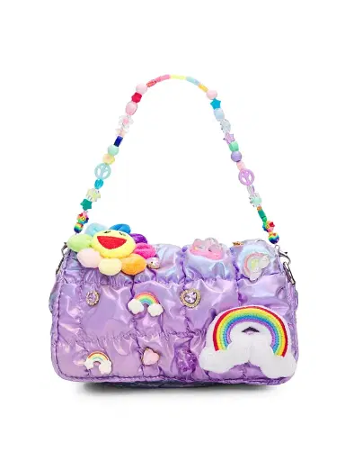 Bari Lynn Girl's Embellished Iridescent Quilted Shoulder Bag - Purple | Thumbnail 1 Bari Lynn Girl's Embellished Iridescent Quilted Shoulder Bag - Purple | Thumbnail 1