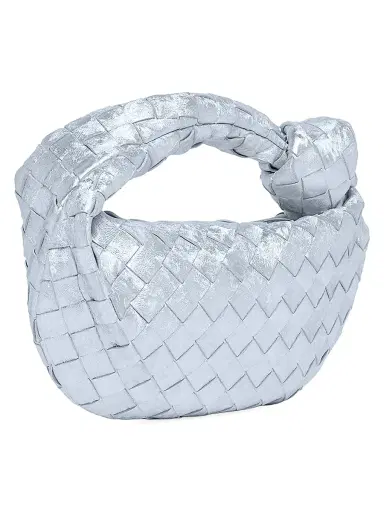 Bottega Veneta Women's Jodie Mini Metallic Intrecciato Leather Top Handle Bag - Pickle Silver | Thumbnail 3 Bottega Veneta Women's Jodie Mini Metallic Intrecciato Leather Top Handle Bag - Pickle Silver | Thumbnail 3