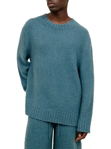 The Elder Statesman Men's Milo Textured Cashmere Sweater - Cypress | Thumbnail 3 The Elder Statesman Men's Milo Textured Cashmere Sweater - Cypress | Thumbnail 3