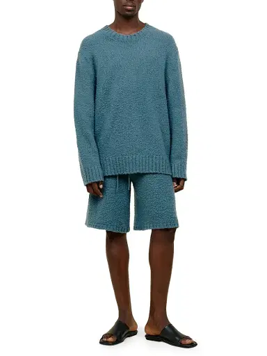 The Elder Statesman Men's Vail Textured Cashmere Shorts - Cypress | Thumbnail 2 The Elder Statesman Men's Vail Textured Cashmere Shorts - Cypress | Thumbnail 2