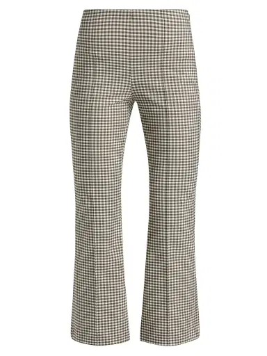 Vince Women's Niki Gingham Kick-Flare Crop Pants | Thumbnail 1 Vince Women's Niki Gingham Kick-Flare Crop Pants | Thumbnail 1