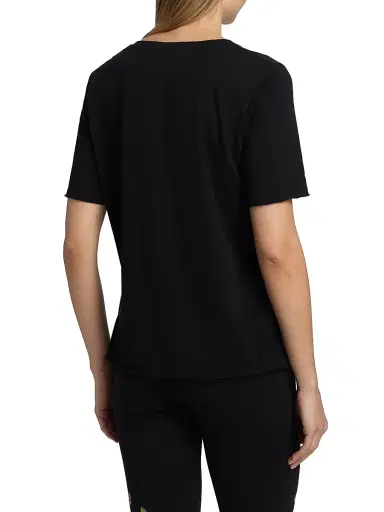 Johnny Was Women's Floral Embroidered V-Neck T-Shirt - Black | Thumbnail 5 Johnny Was Women's Floral Embroidered V-Neck T-Shirt - Black | Thumbnail 5