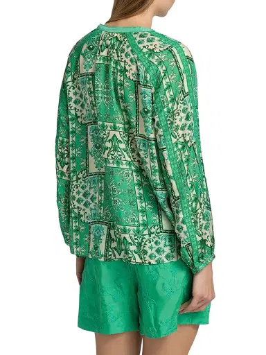 Johnny Was Women's Ellen Printed Silk Button-Front Shirt - Hollandia | Thumbnail 5 Johnny Was Women's Ellen Printed Silk Button-Front Shirt - Hollandia | Thumbnail 5
