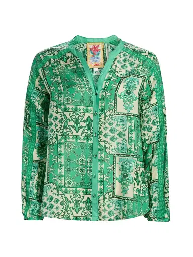 Johnny Was Women's Ellen Printed Silk Button-Front Shirt - Hollandia | Thumbnail 1 Johnny Was Women's Ellen Printed Silk Button-Front Shirt - Hollandia | Thumbnail 1