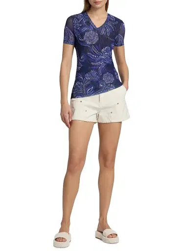 Johnny Was Women's Miko Floral Mesh V-Neck T-Shirt - Miko | Thumbnail 2 Johnny Was Women's Miko Floral Mesh V-Neck T-Shirt - Miko | Thumbnail 2