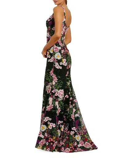 Mac Duggal Women's Floral Embroidered Mermaid Gown - Black Multi | Thumbnail 2 Mac Duggal Women's Floral Embroidered Mermaid Gown - Black Multi | Thumbnail 2