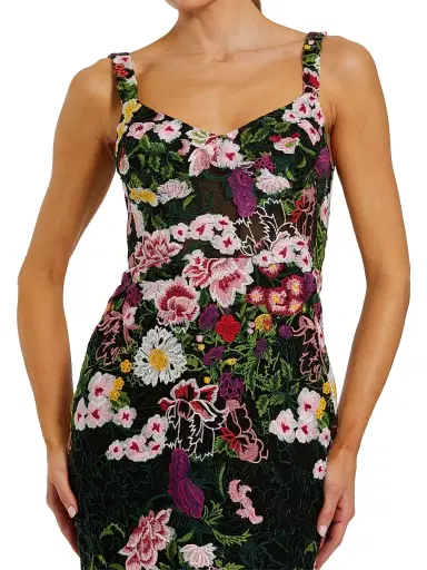 Mac Duggal Women's Floral Embroidered Mermaid Gown - Black Multi | Thumbnail 3 Mac Duggal Women's Floral Embroidered Mermaid Gown - Black Multi | Thumbnail 3