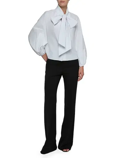 L'AGENCE Women's Deon Poplin Tieneck Shirt - White | Thumbnail 2 L'AGENCE Women's Deon Poplin Tieneck Shirt - White | Thumbnail 2