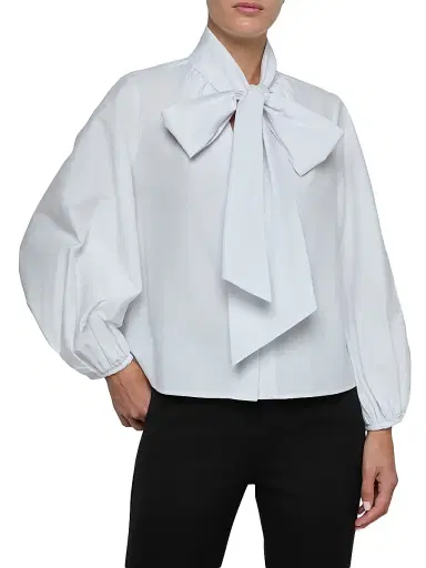 L'AGENCE Women's Deon Poplin Tieneck Shirt - White | Thumbnail 3 L'AGENCE Women's Deon Poplin Tieneck Shirt - White | Thumbnail 3