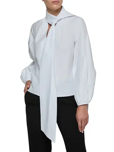 L'AGENCE Women's Deon Poplin Tieneck Shirt - White | Thumbnail 4 L'AGENCE Women's Deon Poplin Tieneck Shirt - White | Thumbnail 4