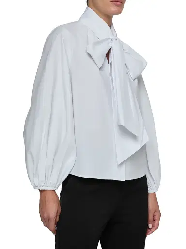 L'AGENCE Women's Deon Poplin Tieneck Shirt - White | Thumbnail 5 L'AGENCE Women's Deon Poplin Tieneck Shirt - White | Thumbnail 5