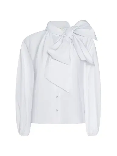 L'AGENCE Women's Deon Poplin Tieneck Shirt - White | Thumbnail 1 L'AGENCE Women's Deon Poplin Tieneck Shirt - White | Thumbnail 1