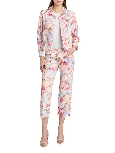 L'Agence Women's Blaine Postcard-Print Low-Rise Crop Jeans | Thumbnail 2 L'Agence Women's Blaine Postcard-Print Low-Rise Crop Jeans | Thumbnail 2