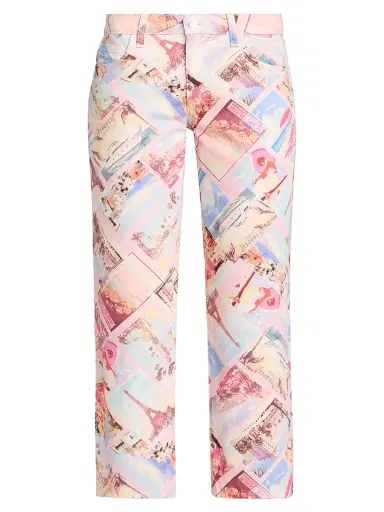 L'Agence Women's Blaine Postcard-Print Low-Rise Crop Jeans | Thumbnail 1 L'Agence Women's Blaine Postcard-Print Low-Rise Crop Jeans | Thumbnail 1