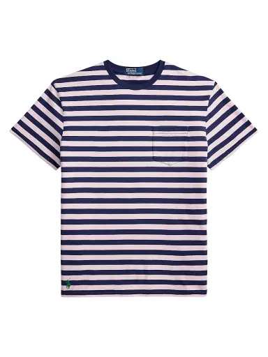 Polo Ralph Lauren Men's Striped Crewneck T-Shirt - Garden Pink Dark Cobalt | Thumbnail 1 Polo Ralph Lauren Men's Striped Crewneck T-Shirt - Garden Pink Dark Cobalt | Thumbnail 1
