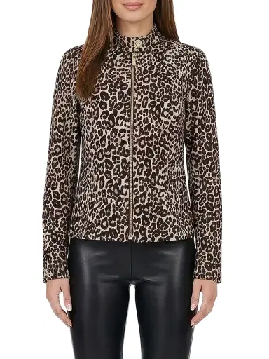 Gorski Women's Select Metis Suede Zip Jacket - Leopard - Size Large | Thumbnail 2 Gorski Women's Select Metis Suede Zip Jacket - Leopard - Size Large | Thumbnail 2