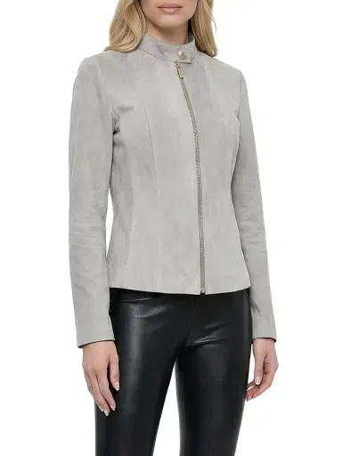 Gorski Women's Select Metis Suede Zip Jacket - Stone - Size Large | Thumbnail 3 Gorski Women's Select Metis Suede Zip Jacket - Stone - Size Large | Thumbnail 3