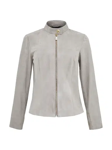 Gorski Women's Select Metis Suede Zip Jacket - Stone - Size Large | Thumbnail 1 Gorski Women's Select Metis Suede Zip Jacket - Stone - Size Large | Thumbnail 1