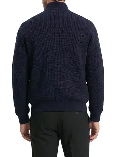 Gorski Men's Knit Bomber Jacket with Quilted Down - Navy - Size XXL | Thumbnail 4 Gorski Men's Knit Bomber Jacket with Quilted Down - Navy - Size XXL | Thumbnail 4
