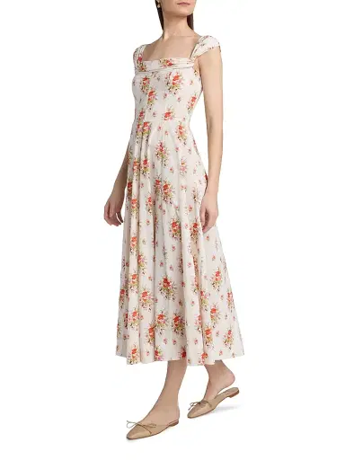 DÔEN Women's Clea Floral Cotton Midi-Dress - Pinkpetit Bouquet De Chamoni | Thumbnail 4 DÔEN Women's Clea Floral Cotton Midi-Dress - Pinkpetit Bouquet De Chamoni | Thumbnail 4