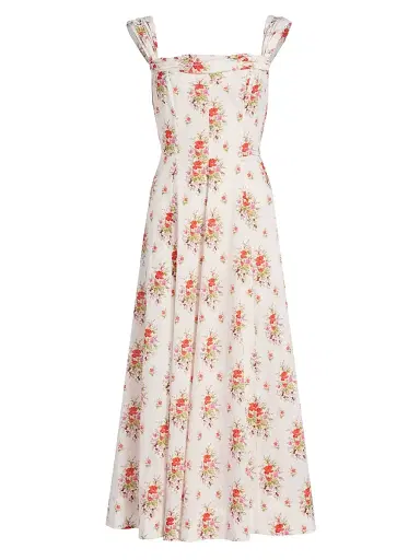 DÔEN Women's Clea Floral Cotton Midi-Dress - Pinkpetit Bouquet De Chamoni | Thumbnail 1 DÔEN Women's Clea Floral Cotton Midi-Dress - Pinkpetit Bouquet De Chamoni | Thumbnail 1