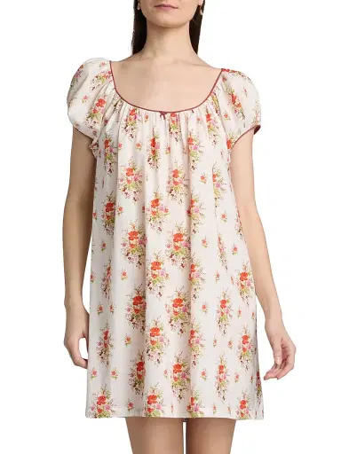 DÔEN Women's Julia Floral Cotton Minidress - Pink Petit Bouquet Dechamoni | Thumbnail 3 DÔEN Women's Julia Floral Cotton Minidress - Pink Petit Bouquet Dechamoni | Thumbnail 3