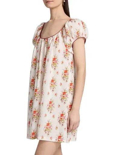DÔEN Women's Julia Floral Cotton Minidress - Pink Petit Bouquet Dechamoni | Thumbnail 4 DÔEN Women's Julia Floral Cotton Minidress - Pink Petit Bouquet Dechamoni | Thumbnail 4