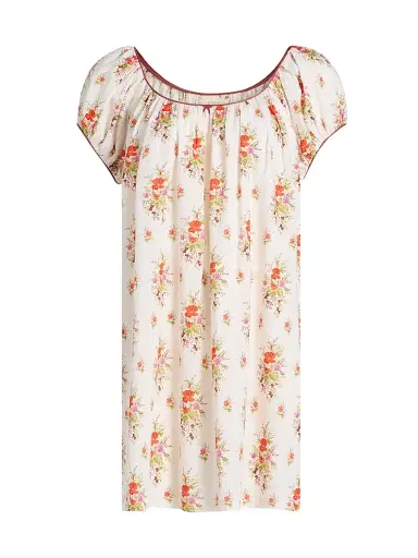 DÔEN Women's Julia Floral Cotton Minidress - Pink Petit Bouquet Dechamoni | Thumbnail 1 DÔEN Women's Julia Floral Cotton Minidress - Pink Petit Bouquet Dechamoni | Thumbnail 1