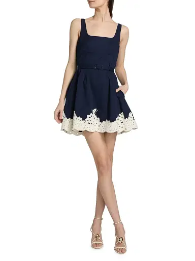 Tanya Taylor Women's Paige Cutwork Lace Cotton Minidress - Maritime Blue | Thumbnail 2 Tanya Taylor Women's Paige Cutwork Lace Cotton Minidress - Maritime Blue | Thumbnail 2