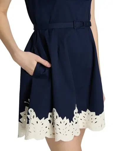 Tanya Taylor Women's Paige Cutwork Lace Cotton Minidress - Maritime Blue | Thumbnail 6 Tanya Taylor Women's Paige Cutwork Lace Cotton Minidress - Maritime Blue | Thumbnail 6